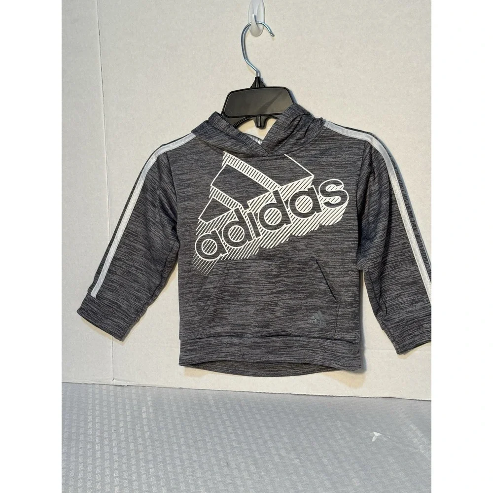Adidas Toddler 3T‎ Hoodie Grey Pullover Sweatshirt Logo - Picture 2 of 13